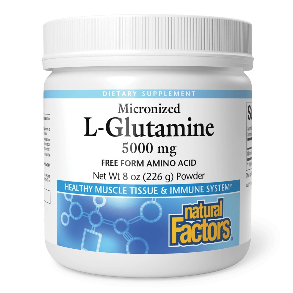Naturalne Czynniki, Mikronizowane L- glutaminy Drink Mix 5000 mg, Wspiera mięśnie i funkcje immunologiczne, 8 Oz