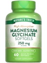 Nature 's Truth Magnezu Glycinate 250mg Bilans 124; 60 Softgels Bilans 124; Wysoka absorpcja 124; Non-GMO & Gluten Free Suplement mineralny