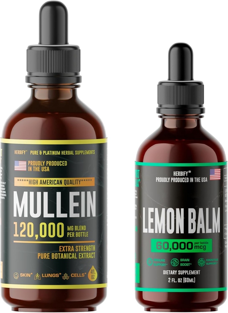 HERBIFY Bundle - Ekstrakt Mullein Leaf & Lemon Balm - Wsparcie dla układu oddechowego i mózgu