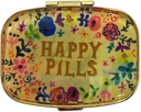 Happy Pills Pill Organizator Cute Metal Pill Case Travel Friendly Portable Compact Pill Box Pill Pojemnik do przechowywania Tylenol / Witaminy / Olej rybny / Suplementy / Leki / Tabletka do torebki / Pocket