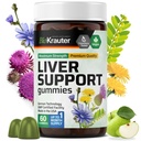 Suplement do wątroby BIO KRAUTER Gumiaki - 60 Żuków wegańskich w / cieście mlecznym, korzeń Dandelion do czyszczenia wątroby i detoks - 80% Silimaryny