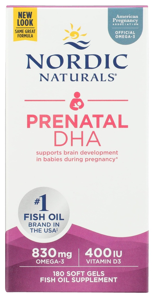 Nordic Naturals Prenatal DHA Supplement 830Mg Omega 3 Fish Oil+400 Iu VitaminD3 For Babies During Pregnancy & Lactation Vitamins For Pregnancy | Unflavoured 180 Fishoil Softgel