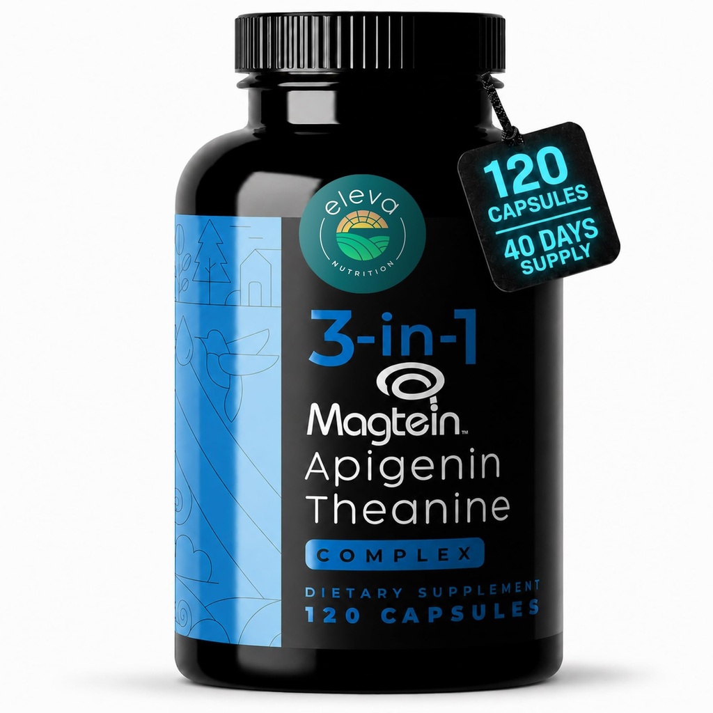 Magnezu Theanine L- Threonian Apigenin Suplement do Uśpienia Aid-3- in-1 Complex Supplement Relaxation- Melatonin-Free Magnesium Zero Filler- Gluten Free & Non-GMO- 120 Count Veggie kapsułki