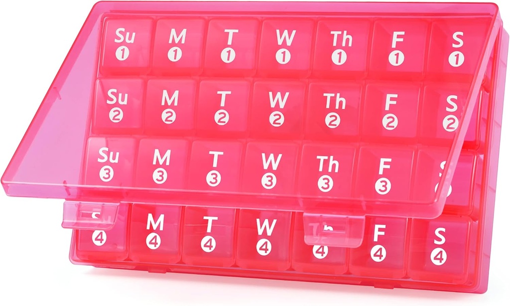 Duży comiesięczny pill organizator, 28 dzień pill Box 1 raz dziennie, 4 tygodnie miesiąca pill case container, Travel Friendly Medicine Organizer for Vitamin, Oleje rybne, Suplementy
