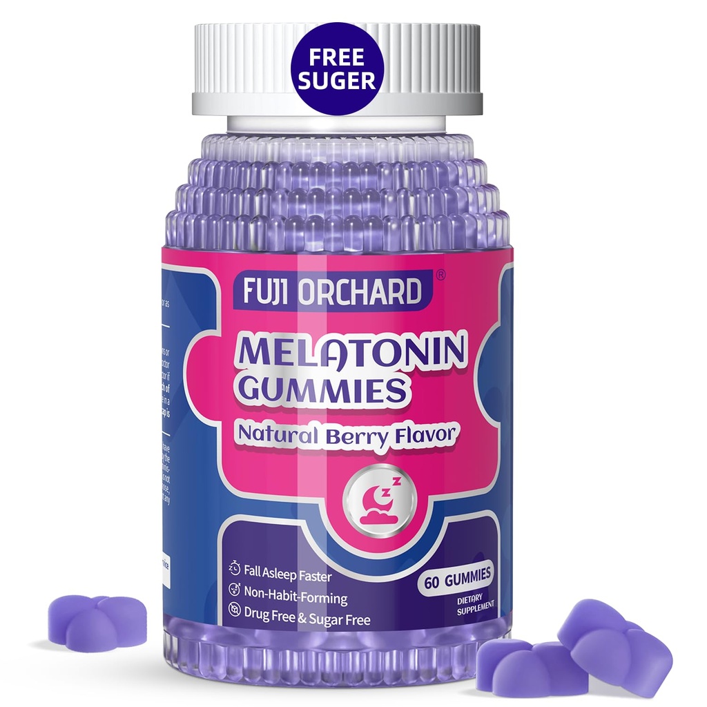 Melatonina Gummies 5mg - Natural Sleep Aid - Supplement - Sugar Free melatonin Gummies Match with Magnezu Pomaga Ci upaść Asleep szybciej i pozostań Asleep Dłuższy - 60 Gummies Wegan