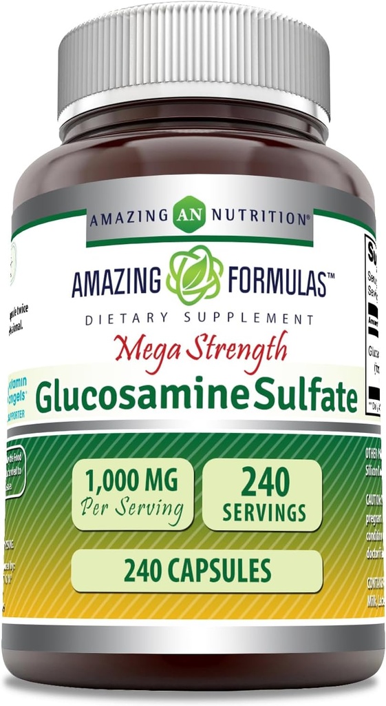 Niesamowite Sulfat glukozaminy 1000 mg Suplement kapsułki DEV124; Non-GMO EVAR124; Gluten Free EVAR124; Made in USA (240 Count)