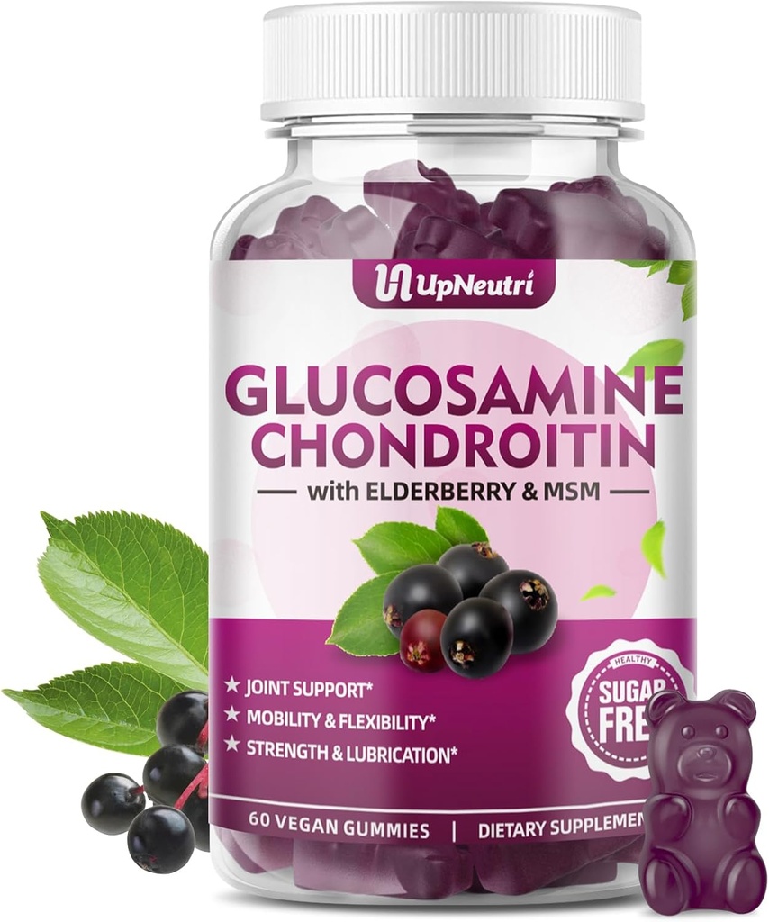 Glukozamina Chondroitin Gumies Sugar Free, Extra Force 1500mg Glukozamina z Chondroitin MSM & Turmeric, Joint Supplement for Men & Women Joint Health (60 Count (Pack of 1))