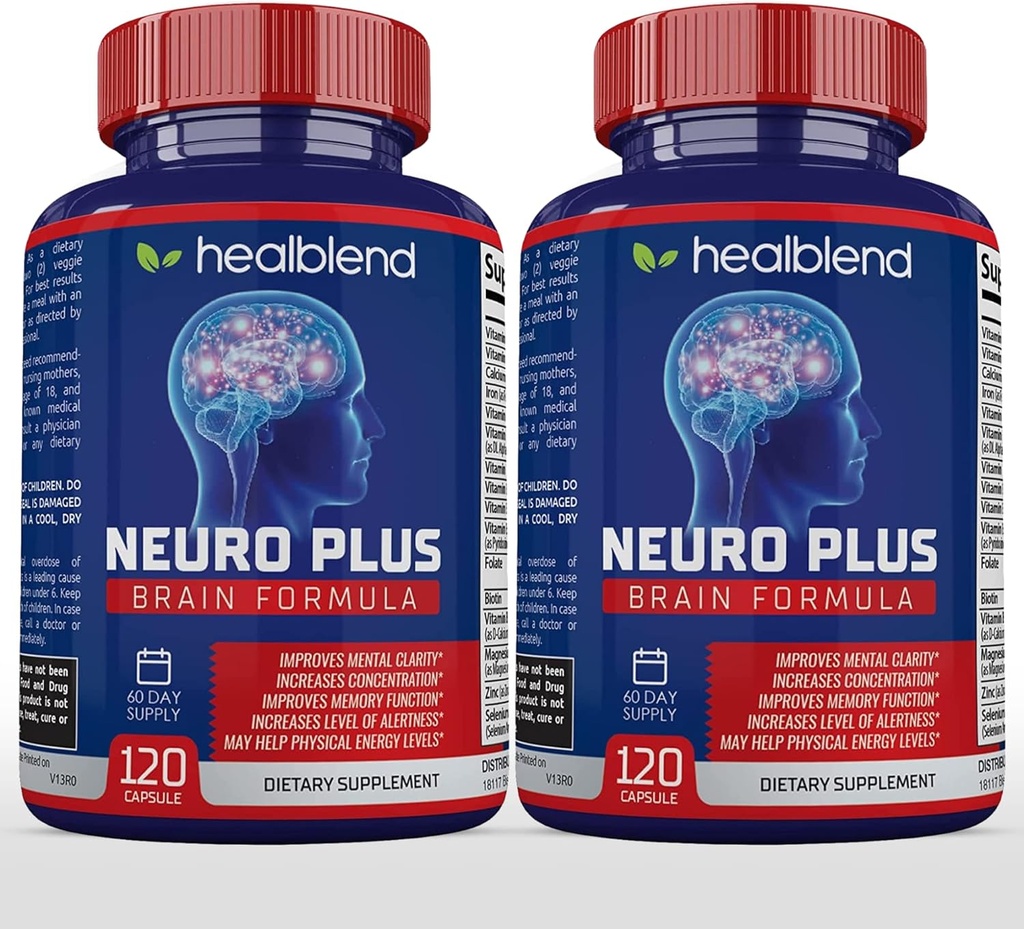 Neuro Plus Brain & Focus Formuła - Nootropowy suplement booster mózgu, Popiera zdrowie mózgu, Jasność psychiczna i Focus - Wzmacnia koncentrację i energię mentalną - 120 Kapsułek (2)