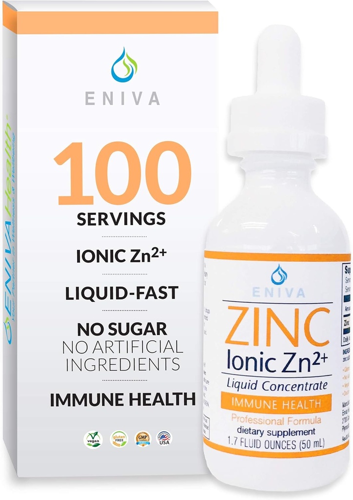 Eniva Liquid Cynk Suplement Ultra skoncentrowany Cynk Krople dla zdrowia immunologicznego 1.7 oz
