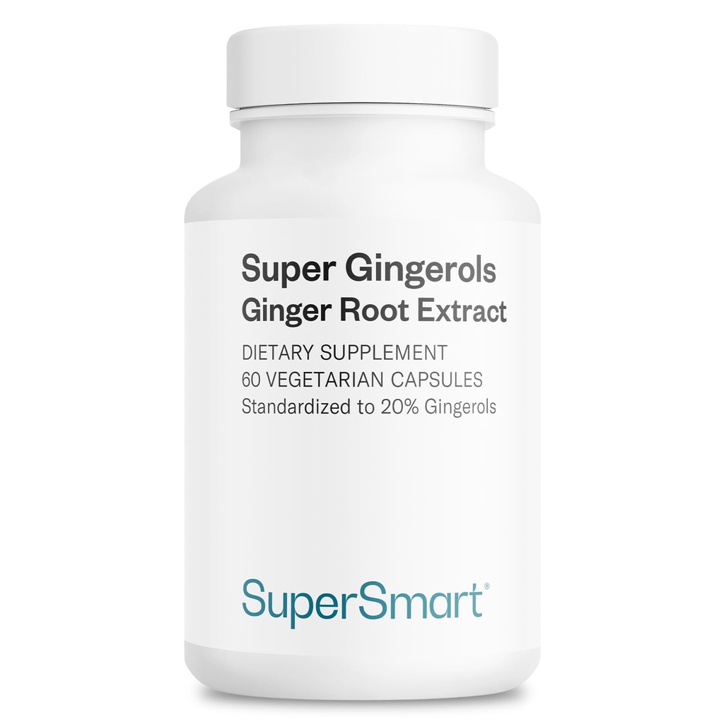 Supersmart - Super Gingerols 400mg dziennie (High Potency 20% Gingerol) - Ginger Root Extract Supplement Supplement 124; Non-GMO & Gluten Free - 60 Kapsułki wegetariańskie