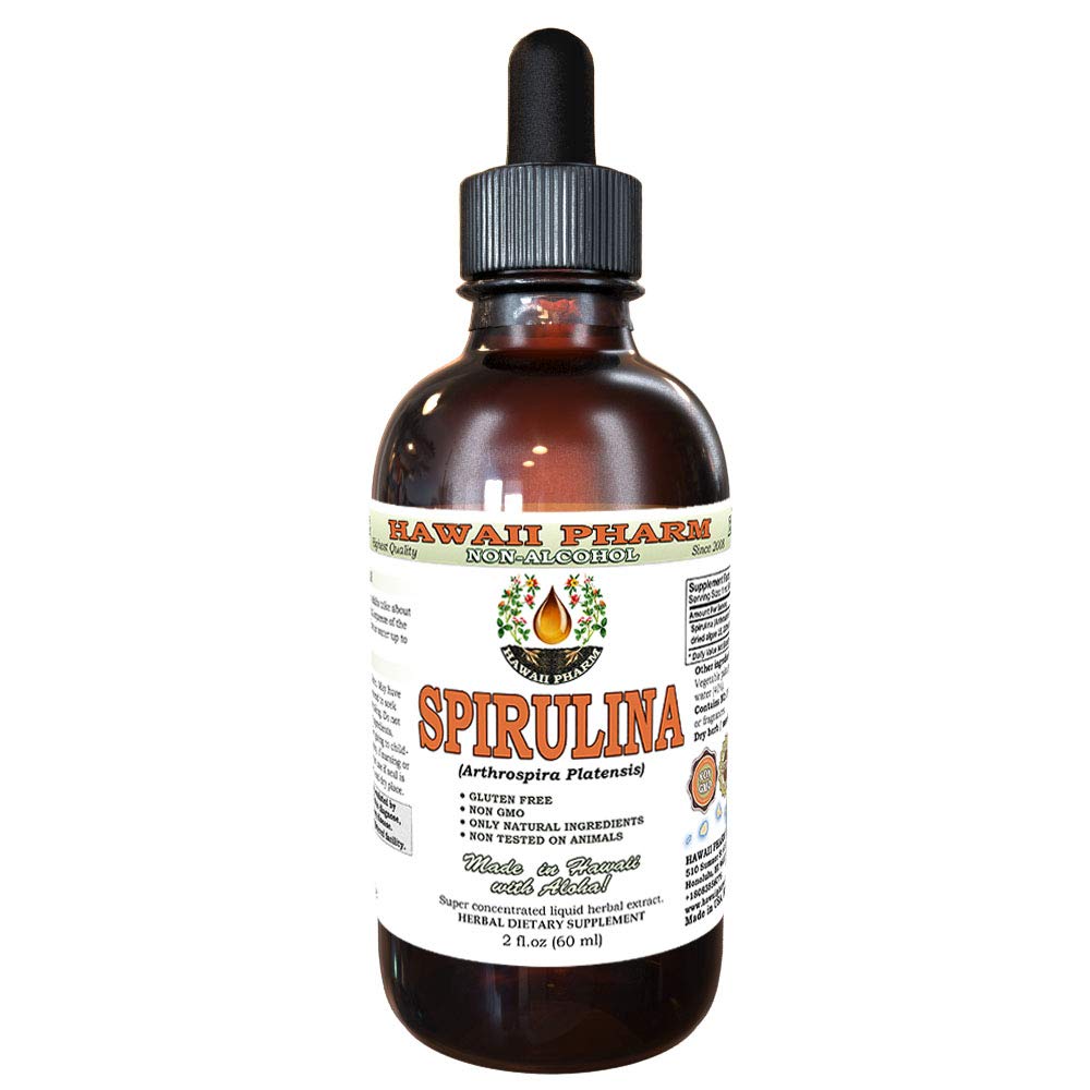 Spirulina bez alkoholu Liquid Extract, Organic Spirulina (Arthrospira platensis) Suszony Algae Glycerite Natural Herbal Supplement, Hawaii Pharm, USA 2 fl.oz