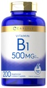 Carlyle Witamina B1 500mg (Tiamina) 124; 200 Kaplety wegetariańskie 124; Nie-GMO i gluten suplement wolny
