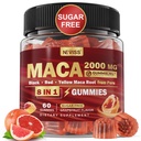 Maca Root Filed Gummies 2000mg dla kobiet Mężczyźni 124; Cukier wolny 124; Organic Black, Red, Yellow Maca Root Supplement Gummy Chews z Ashwagandha Ginseng & Zinc 124; Wegan, Non-GMO, Grapefruit Flavor, 60 Count