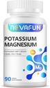 Potasu Magnezu Suplement z cynku wapnia 1185mg, Wysokiej mocy formuła na skurcze nóg, kości i mięśni zdrowia, Non-GMO, Gluten Free, Wegan, 90 Kapsułki