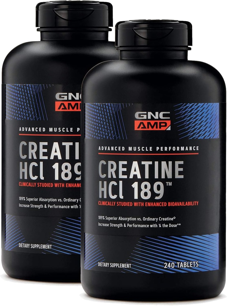 GNC AMP Creatyne HCl 189, ukierunkowane Muscle Builder and Recovery Supplement, Szybkie Absorbowanie Mieszanka Performance, 480