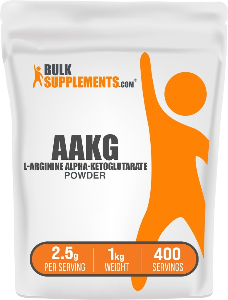 BulkSupplements.com Proszek AAKG - Arginine AKG Suplement, Nitric Oxide Supplement, Unflavored & Gluten Free, 2,5g per Serving, 1kg (2,2 kg) (Opakowanie po 1)