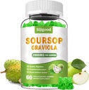 Sugar Free Soursop Graviola Gummies - Organic Soursop Leaves & Fruit Extract - Digestive Aid, Immune Support & Antioksydant Properties - 60 Apple Flavored Gummies