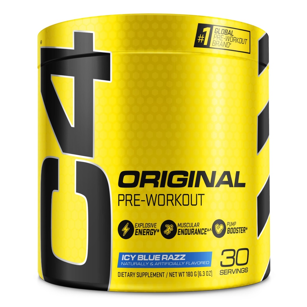 Cellucor C4 Oryginalne wstępne ćwiczenia proszku ICY Blue Razz 124; Witamina C do immunologicznego wsparcia 124; Energia wolna od cukru do treningu wstępnego dla mężczyzn i kobiet 124; 150mg kofeiny + Beta Alanina + kreatura 124; 30 Służenie