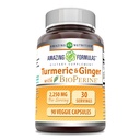 Amazing Formulas Kurkumina Turmerowa & Ginger z suplementem BioPerine 124; 2250 Mg Support 124; 90 Kapsułki wegetariańskie 124; Non-GMO Support 124; Gluten Free Support 124; Made in USA