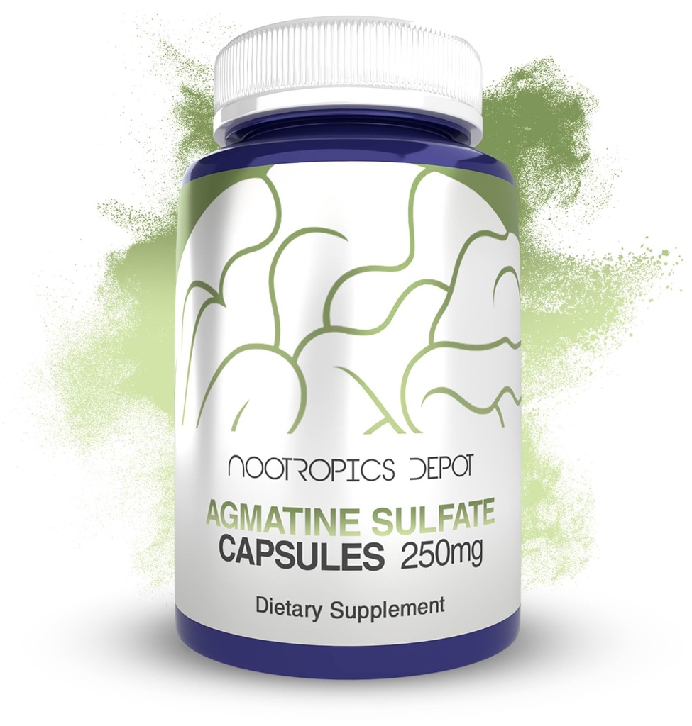 Nootropics Depot Agmatine Sulfate Capsules | 250mg | 120 Count | Nitric Oxide & Pump Support | Pre-Workout Amino Acid | Promotes Strength, Energy & Recovery
