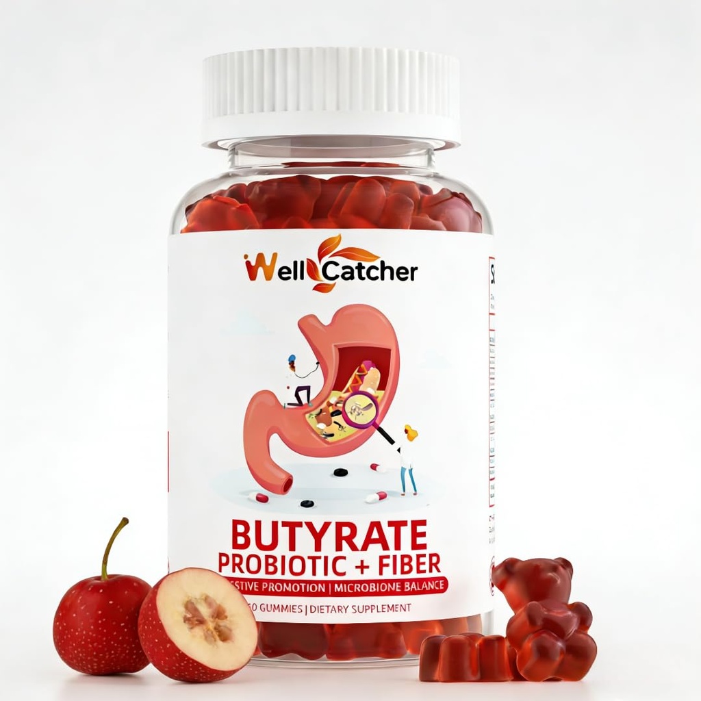 Butyrate Gummies Gut suplement zdrowia: Butyrate z Probiotic & Prebiotic Fiber Gummies dla kobiet Sugar Men Free Digestive & Energy Metabolizm Wsparcie Vegan Hawthorn Flavor 30 Days Supply