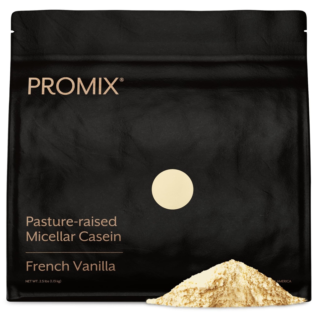 ProMix Nutrition Casein Protein Powder - pasza z trawy, pasteryzacja Podwyższone, wolne uwalnianie mikroorganizmów Kazeina - Bez glutenu - Wanilia, 2,5 funta (opakowanie po 1)