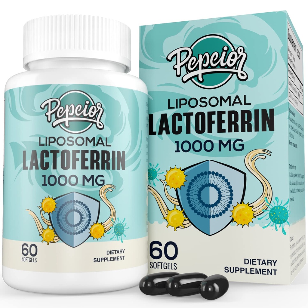 Liposomal Bovine Lactoferrin 1000 mg - Wyższa Absorpcja - dla Żelaza Wchłanianie i funkcje immunologiczne Lactoferrin Suplementy dla dorosłych, 60 Softgels