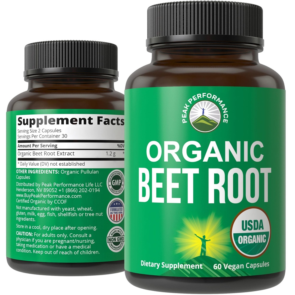 USDA Organic Beet Root Vegan Kapsułki. Butelki Sok w proszku Super Food Pigułki 1200 mg. Nitric tlenek energii Wzmacnianie Buraka ekstrakt kapsułki. Suplement wsparcia polifenolu dla kobiet i mężczyzn