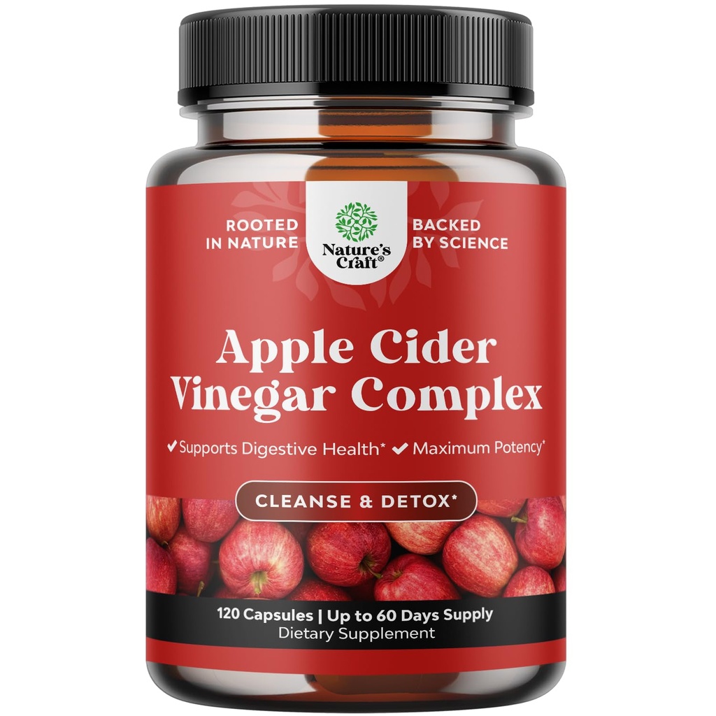 Oczyszczanie Jabłka Cider Kapsułki - ACV Cleanse i Detox Pigułki dla Gut i Digestive Zdrowie z Slimming Cayenne - Dodatkowa siła kapsułki ACV dla Gut Cleanse i Full Body Detox (60 Sług)