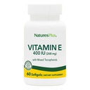 NaturesPlus Witamina E - 400 iu Mieszany D- Tokoferol, 60 Softgels - Łatwy do połknięcia witaminy E Suplement, derived from Natural Soybean Oil - Free- Radical Defense - Gluten- Free - 60 Servings
