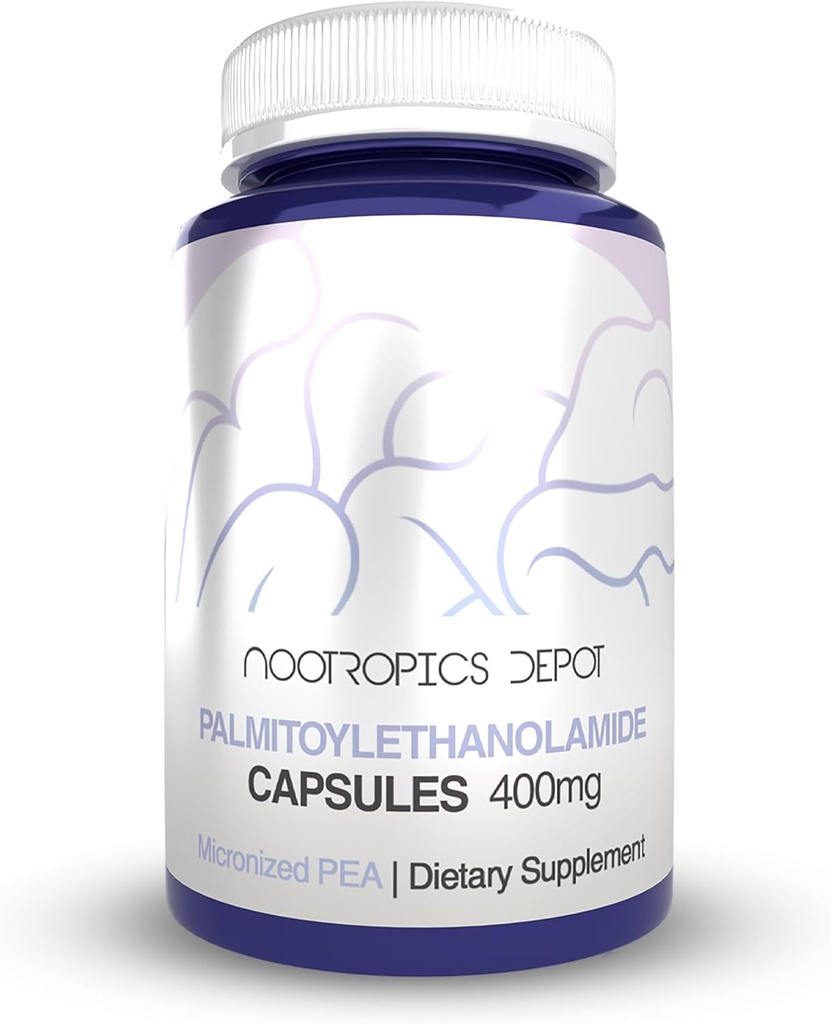 Nootropics Depot Palmitoyletanolamid Kapsułki 124; Pea 124; 400mg Pigułki 124; 60 Hrabia 124; Wspomaga Discomfort Relief 124; Promuje zdrową wspólną funkcję