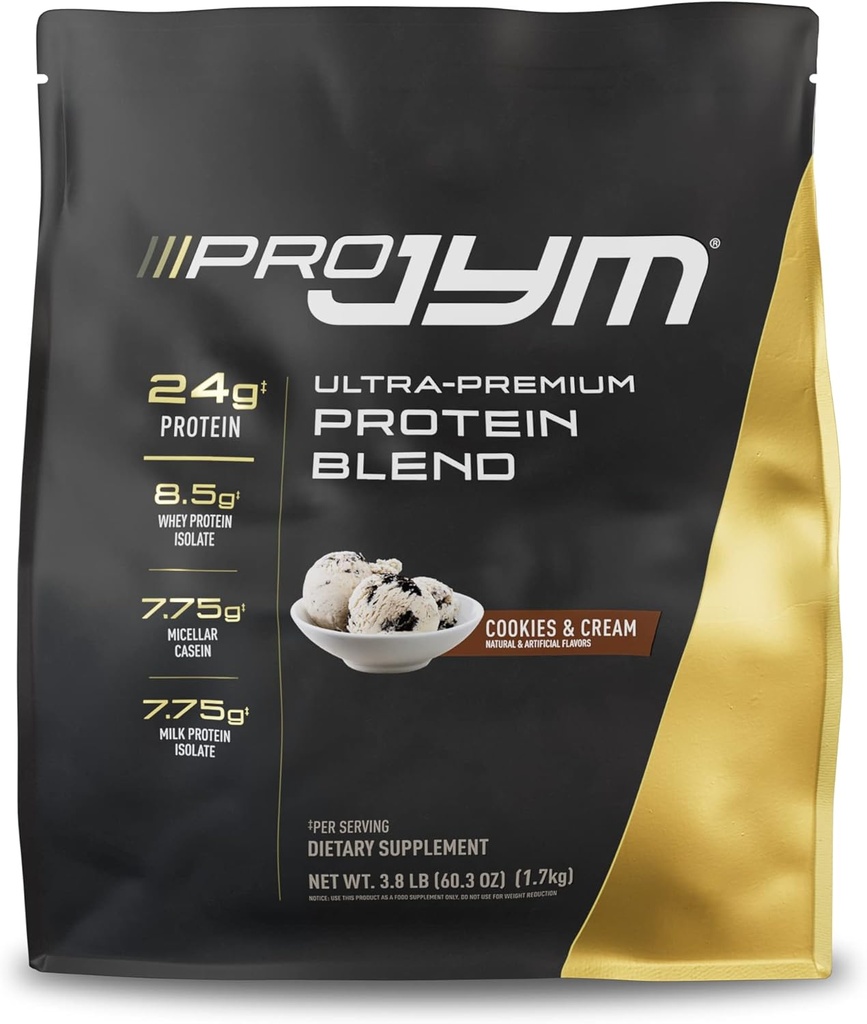 Pro JYM Cookies & Cream Protein Powder - izolaty białka serwatki, Kazeina, & Białko mleka, Lean Muscle Building for Men & Women, JYM Supplement Science, 45 Służenie