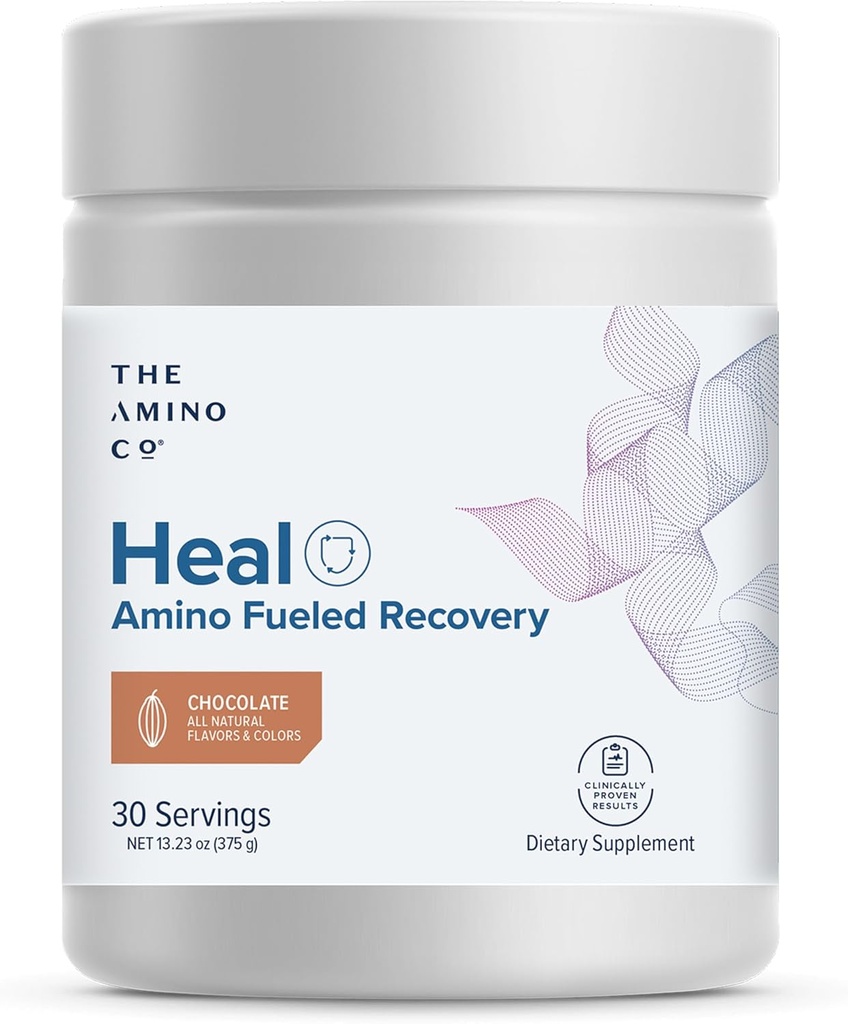 Amino Co. - Heal - Post Workout Recovery Drink z Pure Eaa Amino Acid Formula - Monowodny proszek kreatryczny do skutecznej naprawy mięśni, Wegan, i Keto- Friendly z czekoladowego aromatu - 13.23oz.