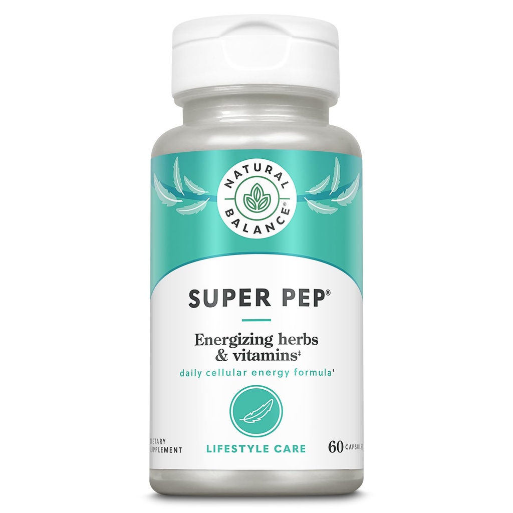 Natural Balance Super Pep Budapest 124; All Day Herbal Energy Supplement Equipment 124; z Eleuthero, Kola Nut, Gotu Kola, B- Vitamins & Chromium 124; 60 Kapsułki, 30 Sług