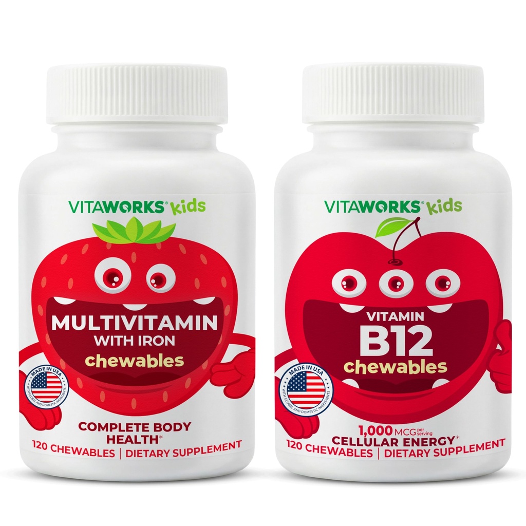 Dzieci Multivitamin Chewables + Witamina B12 Chewables Bundle