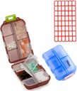 Pigułka (2 opakowania) - Przenośne małe suplementy Pojemnik na tabletki pudełko z 10 Komory - Medycyna Organizer Dispenser przechowywania do podróży Pocket Trip (niebieski + czekolada)