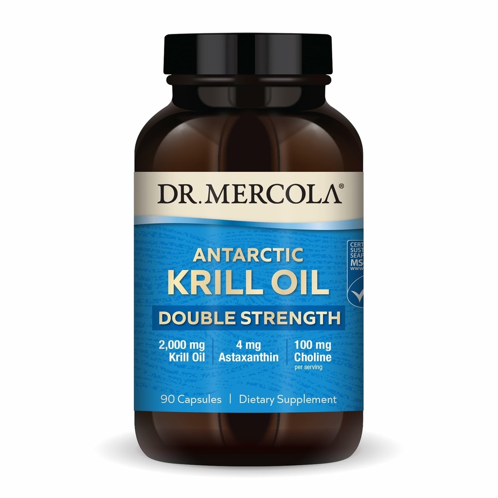 Dr Mercola Antarktyka oleju kryla podwójna siła - 2000 mg - Suplement Omega-3 z EPA & DHA - Wspomaga mózg, serce, Joint & Immune Health - GMO- Free & gluten- Free - 90 Kapsułki (30 Servings)
