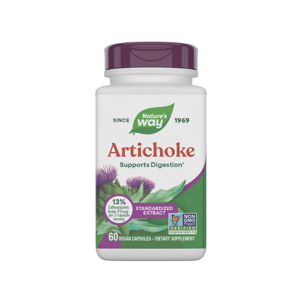 Nature 's Way Artichock, Support Trawienie *, Non-GMO Project Verified, Vegan, Gluten- Free, 60 Kapsułki (Packaging May Vary)