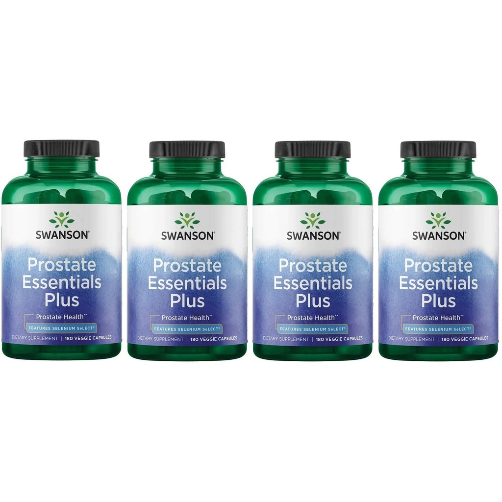 Swanson Prostate Plus - Natural Supplement for Men Promoting Healthy Urynary Tract Flow & Frequency - Wsparcie ogólnego zdrowia prostaty - (180 Veggie kapsułki) 4 Pack