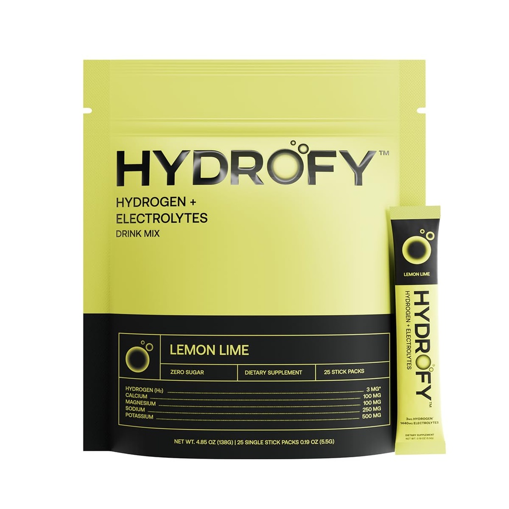 Wodorotlenek wodoru + elektrolity Drink Mix 124; H2 Pakiety nawodnienia z wodorem molekularnym, Sodu, Potasu, Magnezu, Wapnia i Minerałów 124; No Sugar 124; Lemon Lime
