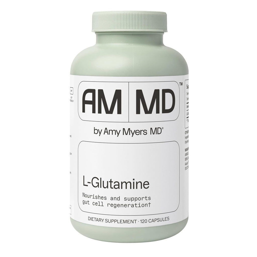 Amy Myers MD kapsułki L- glutaminy - Suplement do Zdrowia Komórki - Gut Cleanse & Soothing Support for Stomach Relief - Zdrowe wsparcie dla mięśni - Suplement do zdrowia dorosłych