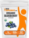 BulkSupplements.com Organic Blueberry Powder - Wsparcie przeciwutleniające, Bluberry Supplement - Vegan & Gluten Free, 3g per Serving, 500g (1.1 lbs) (Opakowanie po 1)