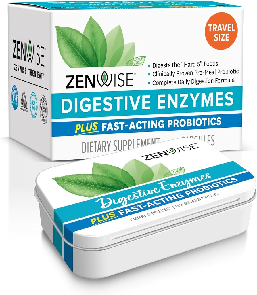 Zenwise Health Digestive Enzymes and Bromelain for Gut Health - Probiotic Multi Enzymes with Prebiotics and Probiotics for Women and Men for Digestive Health and Bloating Relief for Trawienie -15 CT