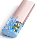 Vayjen 7 dni w tygodniu Pill Organizator 2 razy dziennie, Metal Am Pm Travel Pill Case, Duża pojemność dwa razy dziennie Cute Pill Box na suplementy, Pigułki, Witaminy i lekarstwa (Rose Gold)