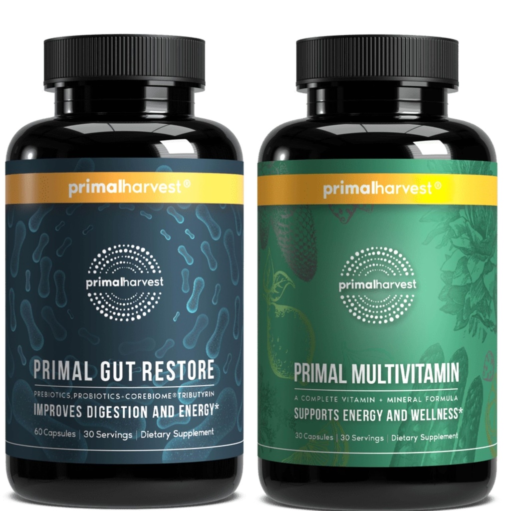 Pierwotne Żniwa Gut Restore & Multivitamin Suplementy dla kobiet i mężczyzn Kapsułki witaminy i Colon Cleanse Pills Bundle
