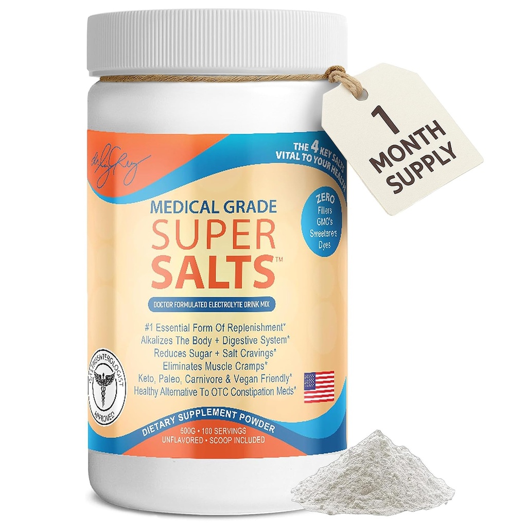 Dr Liz Cruz Super Salts - Elektrolity, Proszek do nawadniania w / Sodu, Magnezu, Wapń, Potas, Kurczaki, Brak cukru lub sztucznego zapachu
