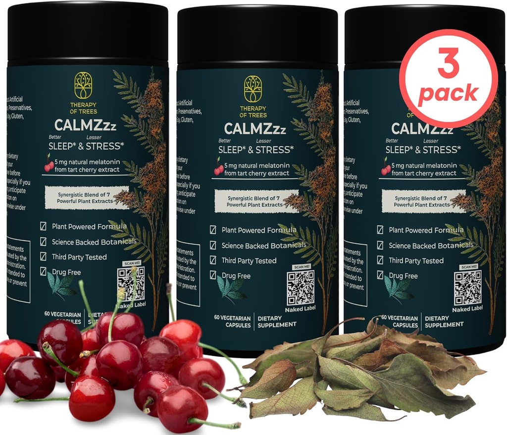 Zaawansowana pomoc na sen z melatoniną i 7 Super Rośliny 124; Non-Habit Forming, 100% Natural Sleep Supplement Amend124; Tylko rośliny nic innego, Natural Sleep Aid dla dorosłych 124; Melatonina 5 mg (Opakowanie 3)