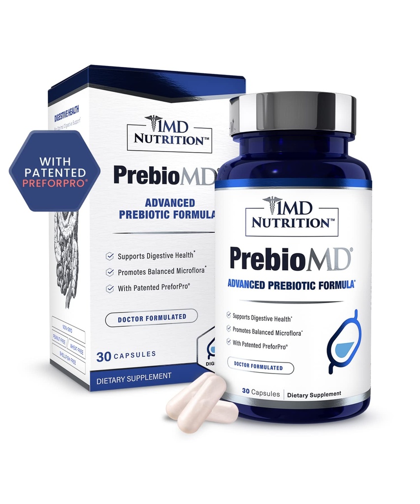 1MD Nutrition PreBioMD - Prebiotic with PreforPro ® Nether124; Wsparcie zdrowej trawienia i bakterii pożywnych