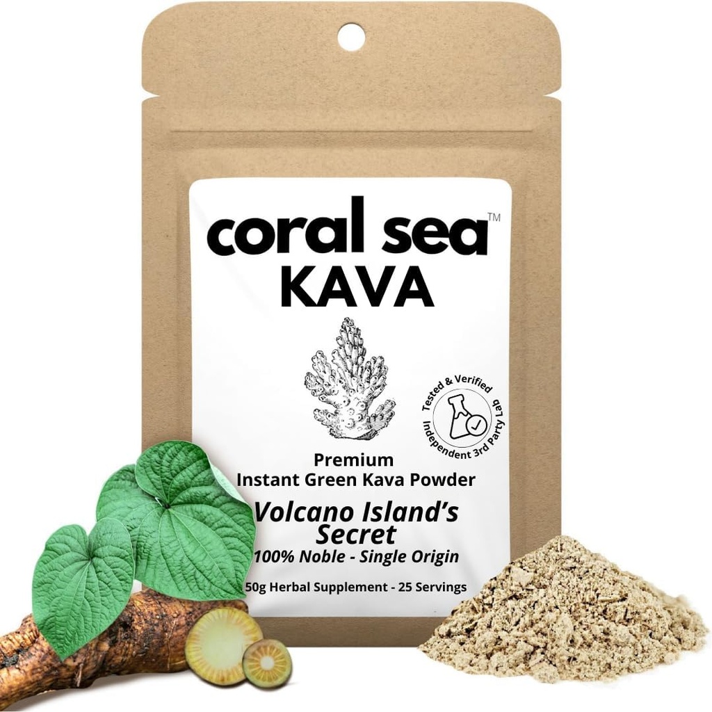 Natychmiastowa Kava Kava Pij Tea Powder Vanuatu Noble Kava Root - Nootropowy napój Mix Quick Pocket Sized Caffet Free Autentic Bitter Flavor - Volcano Island 's Secret 25 Sługi