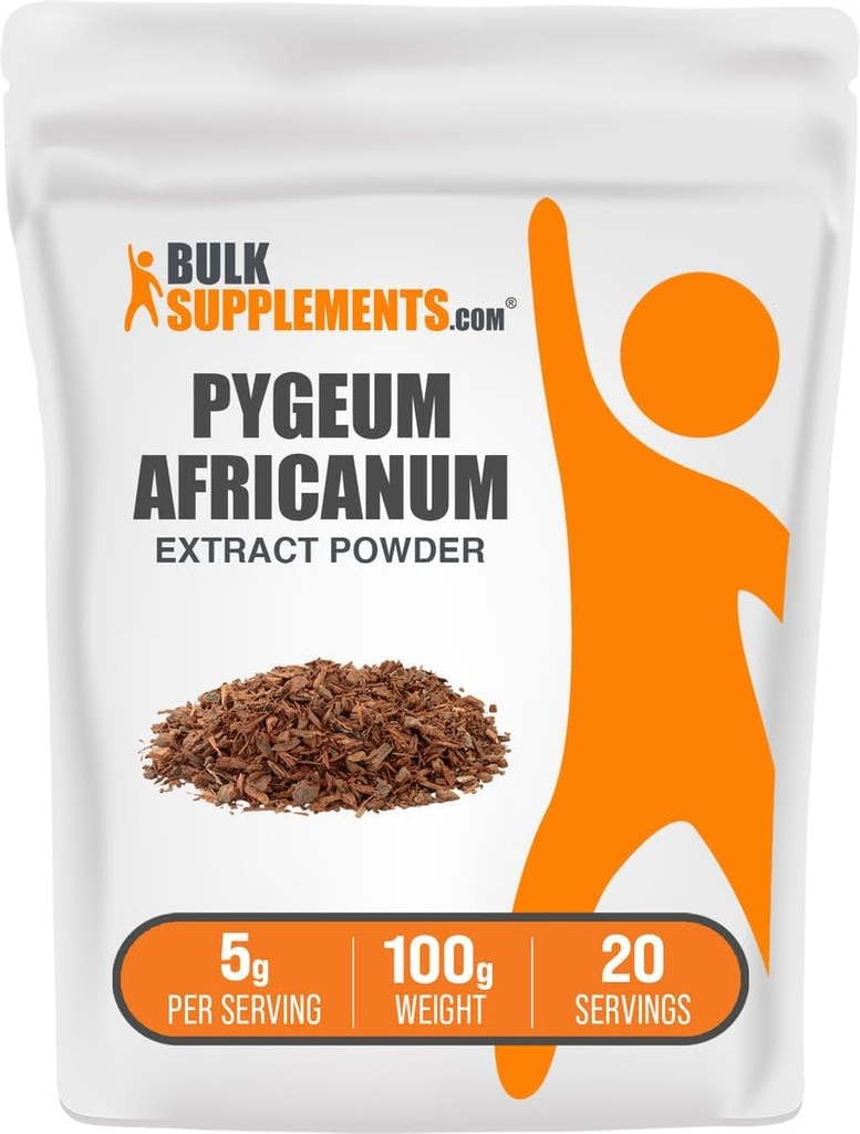 BulkSupplements.com Pygeum Africanum Extract Powder - z Pygeum Bark, Suplement odżywczy - Gluten Free - 5g per Serving, 100g (3.5 oz) (opakowanie po 1)